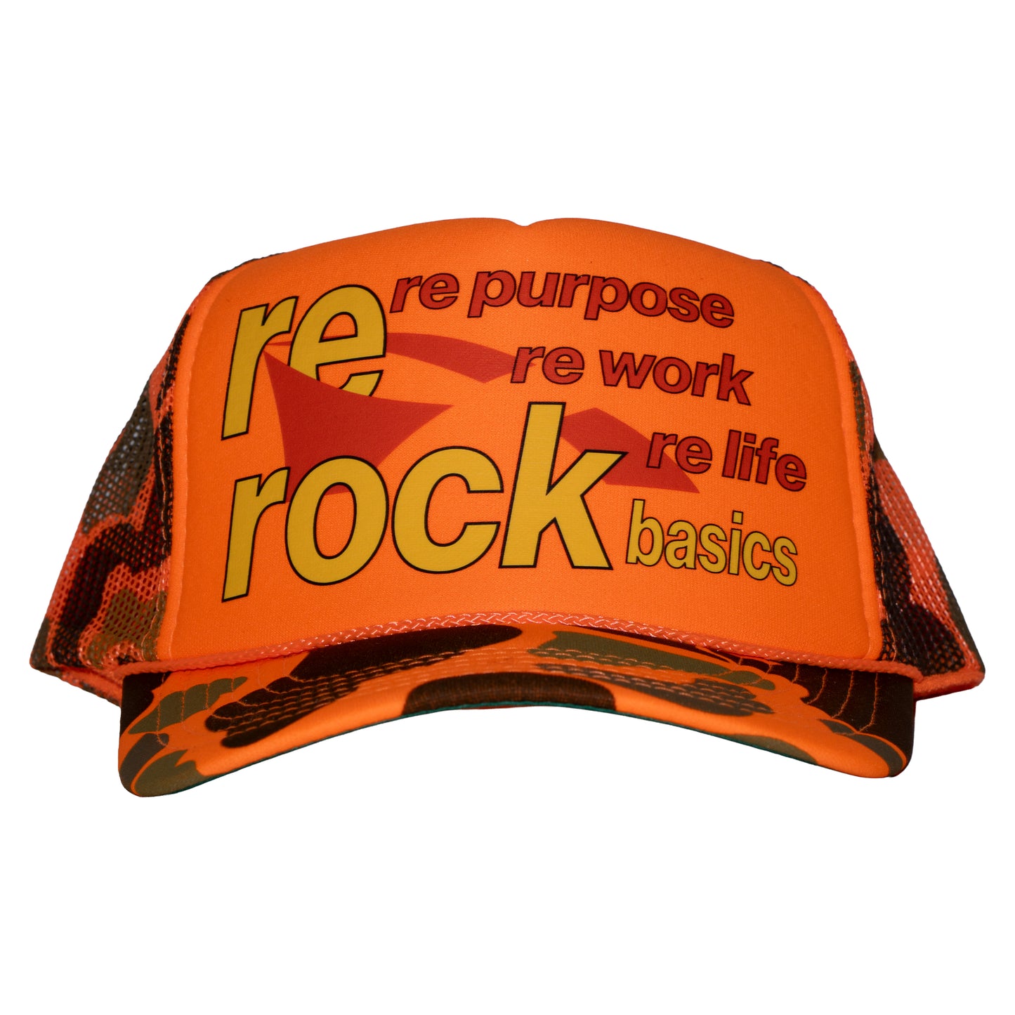Orange Camo Trucker Hat