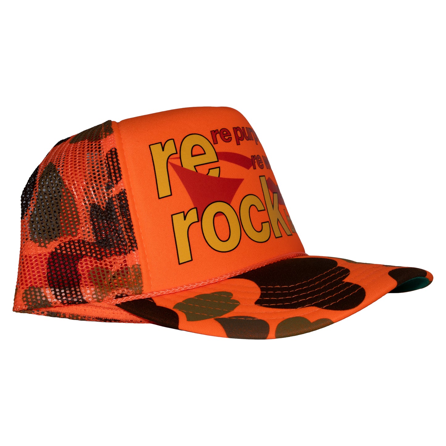 Orange Camo Trucker Hat