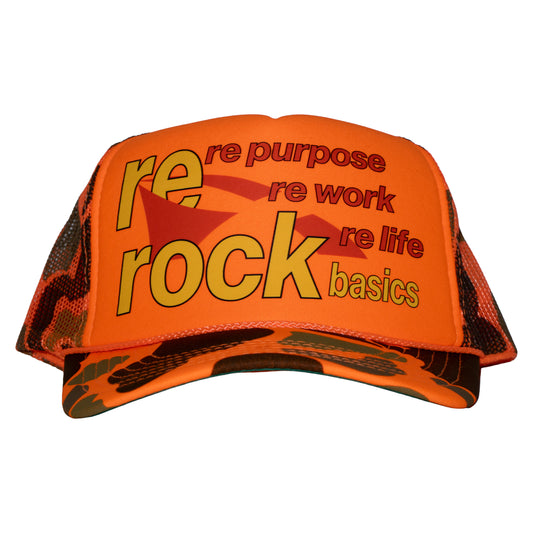 Orange Camo Trucker Hat